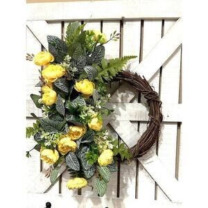 Yellow Rose Wreath | Floral Wreath | Sumnmer Wreath | Home Decor
